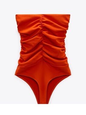 Zara Red Ruched Bodysuit